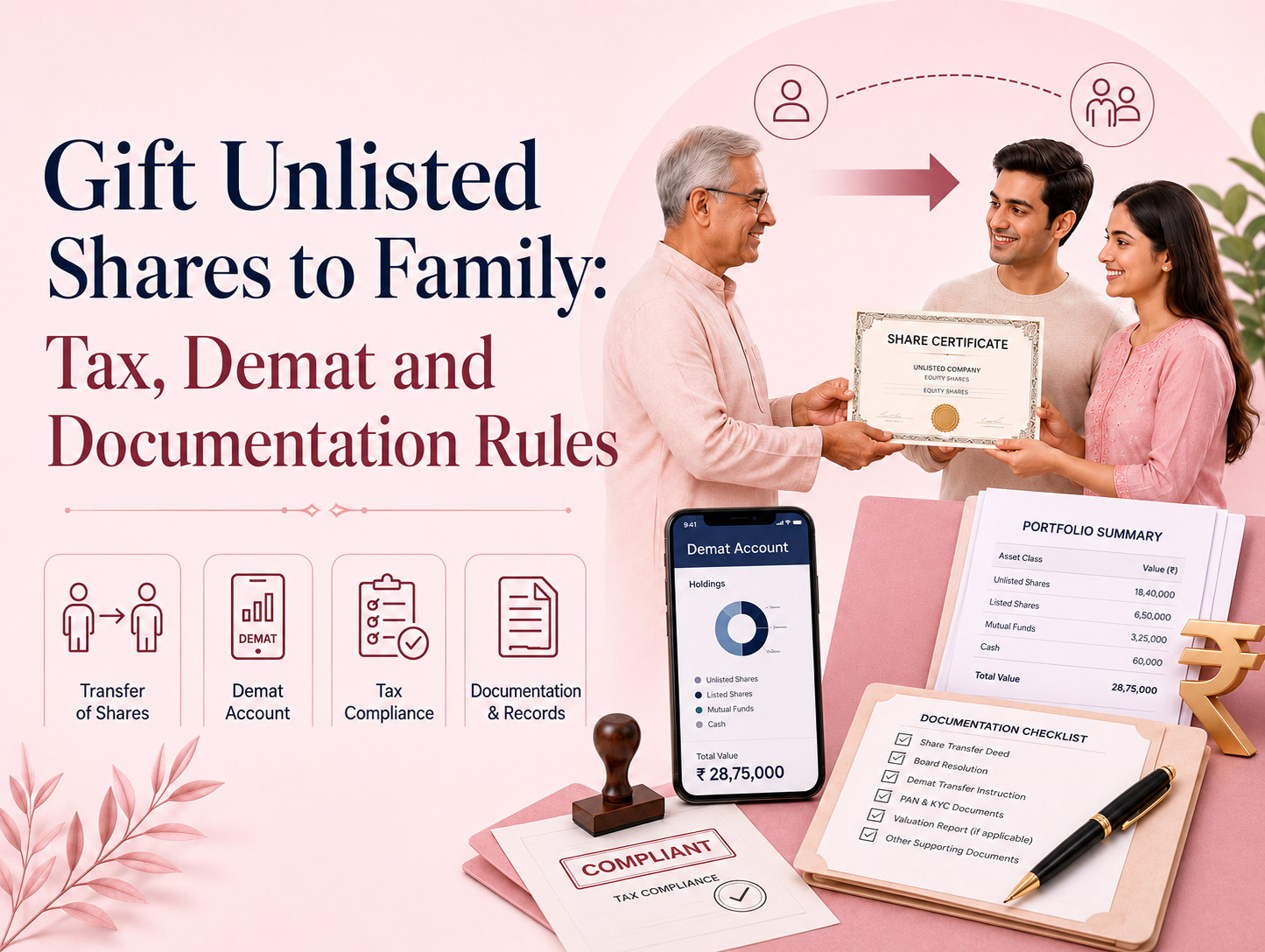 Gift Unlisted Shares to Family: Tax, Demat and Documentation Rules